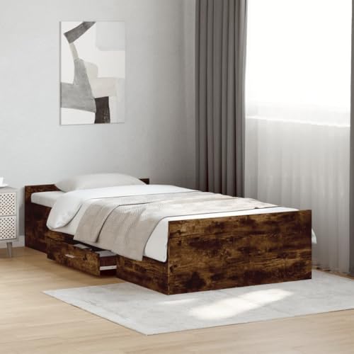 Teenpull Bettgestell mit Schubladen Räuchereiche 90x190 cm, Holzwerkstoff Bettrahmen mit Stauraum, Modernes Plattform Bettgestell für Schlafzimmer Möbel Set, Stabile Basis Teenpull Bettgestell mit Schubladen Räuchereiche 90x190 cm, Holzwerkstoff Bettrahmen mit Stauraum, Modernes Plattform Bettgestell für Schlafzimmer Möbel Set, Stabile Basis von Teenpull