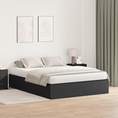 Teenpull Bettgestell mit Stauraum 140x200 cm, Schwarz Eiche Optik, Robustes Plattform Bett mit Schubladen, modernes Schlafzimmer Möbel, langlebiges Holzwerkstoff Gestell von Teenpull