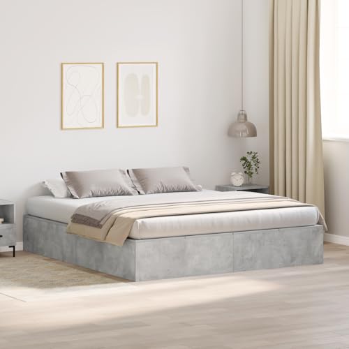 Teenpull Bettgestell mit Stauraum 200x200 cm, modernes Plattform Bett Rahmen, Robustes Schlafzimmer Möbel mit Schubladen, ideal für Matratze, Betongrau von Teenpull