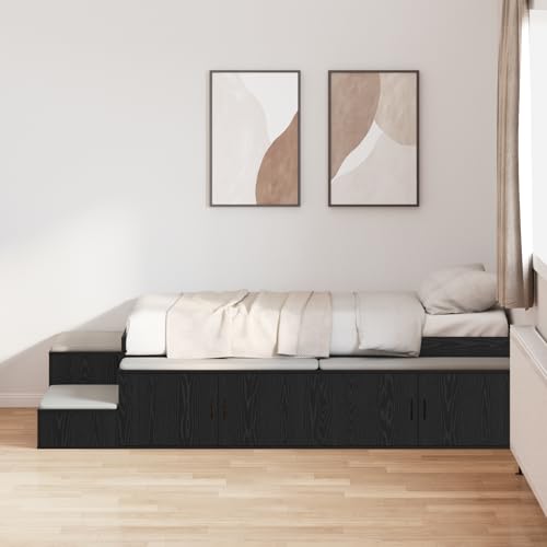 Teenpull Bettgestell mit Stauraum 90x190 cm, Schwarz Eiche Optik, Modernes Design, Robuste Holzkonstruktion für Schlafzimmer Teenpull Bettgestell mit Stauraum 90x190 cm, Schwarz Eiche Optik, Modernes Design, Robuste Holzkonstruktion für Schlafzimmer von Teenpull