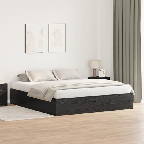Teenpull Bettgestell mit Stauraum Schwarz Eiche 200x200 cm, Modernes Platform Bett, Robuste Konstruktion, Inklusive Schubladen, Möbel für Schlafzimmer von Teenpull