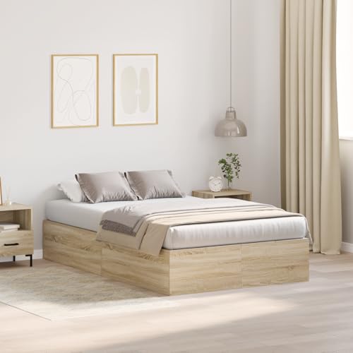 Teenpull Bettgestell mit Stauraum aus Massivholz Eiche, 120x200 cm, Robustes Plattform-Design für Schlafzimmer, einfache Montage von Teenpull