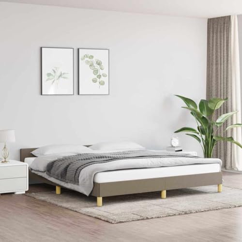 Teenpull Bettgestell ohne Matratze, Taupe 160x200 cm Stoff, Robustes Polsterbett mit Kopfteil, Stabiler Lattenrost aus Sperrholz, modernes Schlafzimmer-Möbelstück von Teenpull