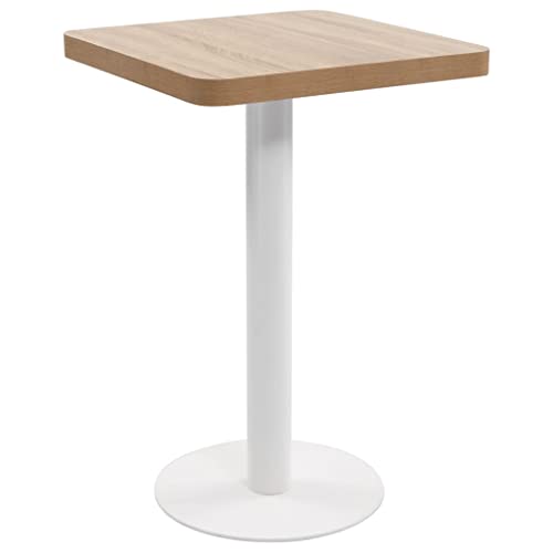 Teenpull Bistrotisch Hellbraun 50x50 cm, MDF-Tischplatte mit Holzmaserung, stabiles Stahlgestell, ideal für 2 Personen, Küche, Esszimmer, Restaurant, Café, Bar, vielseitiger Küchentisch von Teenpull