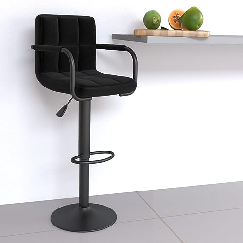 Teenpull Black Fabric Bar Stool, Adjustable Swivel Counter Height Chair with Back, Modern Kitchen Dining Room Seating von Teenpull
