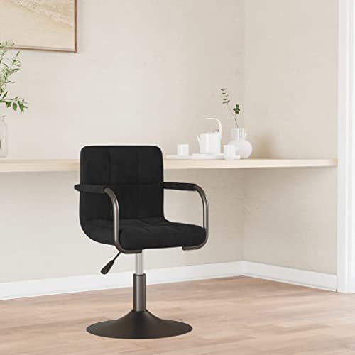 Teenpull Black Velvet Bar Stools Set of 2, Adjustable Counter Height Kitchen Island Chairs with Swivel Seat and Back for Dining Room von Teenpull