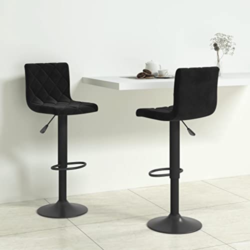 Teenpull Black Velvet Bar Stools Set of 2, Swivel Adjustable Counter Height Chairs for Kitchen Island Dining Room von Teenpull