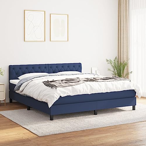Teenpull Blaues Boxspringbett 160x200 cm mit Taschenfederkernmatratze, Matratzenauflage und höhenverstellbarem Kopfteil aus strapazierfähigem Stoff für erholsamen Schlaf und luxuriösen Komfort im Teenpull Blaues Boxspringbett 160x200 cm mit Taschenfederkernmatratze, Matratzenauflage und höhenverstellbarem Kopfteil aus strapazierfähigem Stoff für erholsamen Schlaf und luxuriösen Komfort im von Teenpull