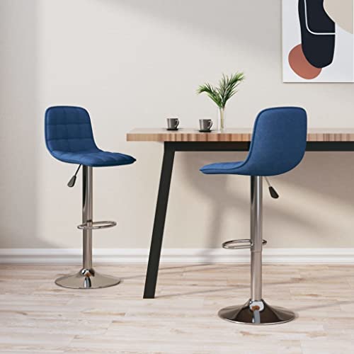 Teenpull Blue Fabric Bar Stools Set of 2, Adjustable Swivel Kitchen Counter Height Chairs for Dining Room Island, Modern Tall Barstools with Back von Teenpull