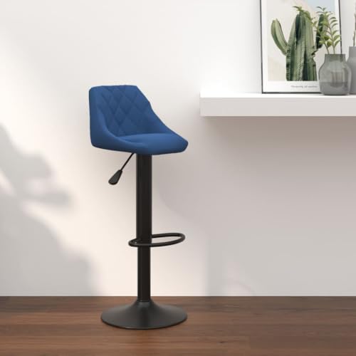 Teenpull Blue Velvet Bar Stools, Set of 2, Modern Adjustable Swivel Kitchen Counter Height Chairs with Backs for Dining Room von Teenpull