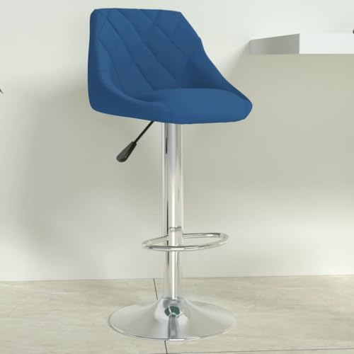 Teenpull Blue Velvet Bar Stools, Set of 2 Modern Adjustable Swivel Counter Height Chairs for Kitchen Island Dining Room von Teenpull