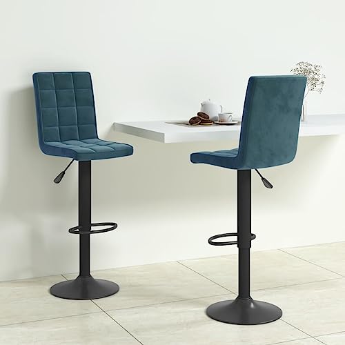 Teenpull Blue Velvet Bar Stools Set of 2, Adjustable Swivel Kitchen Counter Height Chairs with Footrest for Dining Room and Home Bar Teenpull Blue Velvet Bar Stools Set of 2, Adjustable Swivel Kitchen Counter Height Chairs with Footrest for Dining Room and Home Bar von Teenpull