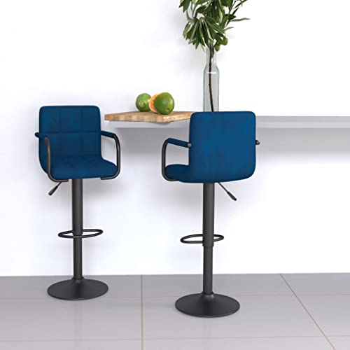 Teenpull Blue Velvet Swivel Bar Stools Set of 2, Adjustable Counter Height Chairs for Kitchen Island Dining Room von Teenpull