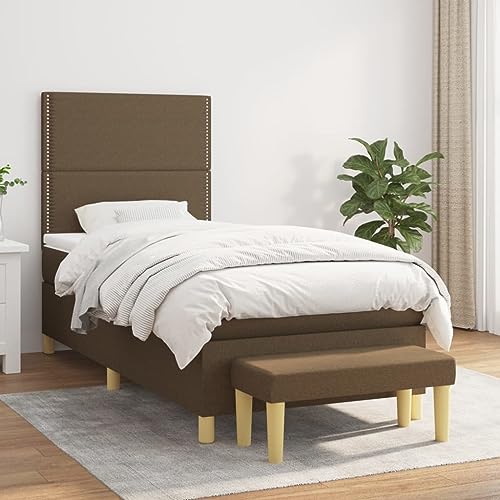 Teenpull Boxspringbett 100x200 cm, Dunkelbraun Stoffbezug, mit Taschenfederkernmatratze, höhenverstellbarem Kopfteil und passender Bank, für komfortablen Schlaf im Schlafzimmer. Teenpull Boxspringbett 100x200 cm, Dunkelbraun Stoffbezug, mit Taschenfederkernmatratze, höhenverstellbarem Kopfteil und passender Bank, für komfortablen Schlaf im Schlafzimmer. von Teenpull