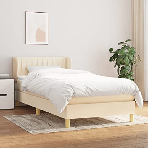 Teenpull Boxspringbett 100x200 cm Creme Stoff, gepolstertes Bett mit Matratze und verstellbarem Kopfteil, Robustes Schlafzimmer Möbel Set für entspannten Schlaf. Teenpull Boxspringbett 100x200 cm Creme Stoff, gepolstertes Bett mit Matratze und verstellbarem Kopfteil, Robustes Schlafzimmer Möbel Set für entspannten Schlaf. von Teenpull