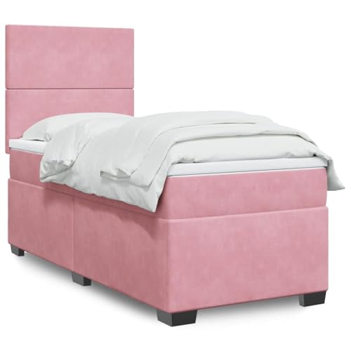 Teenpull Boxspringbett 100x200 cm Rosa Samt, Komfortable Matratze mit Taschenfederkern, Höhenverstellbares Kopfteil, Integrierte LED-Beleuchtung für Schlafzimmer Teenpull Boxspringbett 100x200 cm Rosa Samt, Komfortable Matratze mit Taschenfederkern, Höhenverstellbares Kopfteil, Integrierte LED-Beleuchtung für Schlafzimmer von Teenpull
