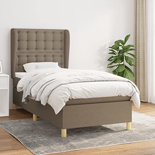 Teenpull Boxspringbett 100x200 cm mit Taschenfederkernmatratze, höhenverstellbarem Kopfteil, Taupe Stoffbezug, Komplett-Set für erholsamen Schlaf, ergonomische Unterstützung im modernen Schlafzimmer von Teenpull