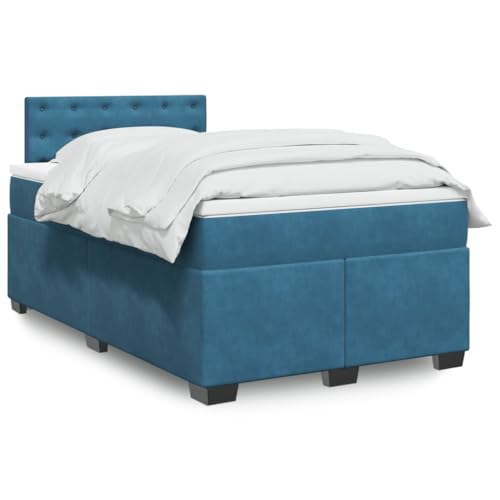 Teenpull Boxspringbett 120x200 cm Blau Samt mit Taschenfederkernmatratze, LED-Beleuchtung und Matratzenauflage, gepolstertes Bettgestell für Komfort und erholsamen Schlaf von Teenpull