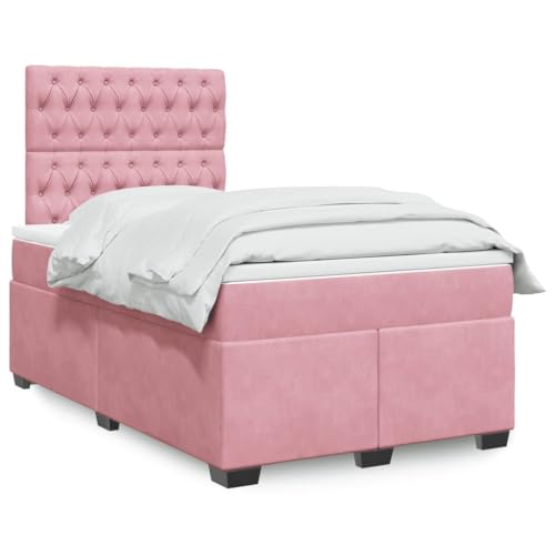 Teenpull Boxspringbett 120x200 cm Rosa Samt, Gepolstertes Ehebett mit Höhenverstellbarem Kopfteil, Taschenfederkernmatratze, Topper & Dimmbarer LED-Beleuchtung für Schlafzimmer Teenpull Boxspringbett 120x200 cm Rosa Samt, Gepolstertes Ehebett mit Höhenverstellbarem Kopfteil, Taschenfederkernmatratze, Topper & Dimmbarer LED-Beleuchtung für Schlafzimmer von Teenpull