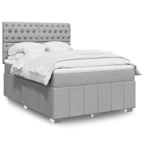 Teenpull Boxspringbett 140x190 cm Hellgrau Stoff, Polsterbett mit Taschenfederkern Matratze und Topper, Höhenverstellbares Kopfteil, Stabiles Bettgestell Komplett-Set für Schlafzimmer Möbel Teenpull Boxspringbett 140x190 cm Hellgrau Stoff, Polsterbett mit Taschenfederkern Matratze und Topper, Höhenverstellbares Kopfteil, Stabiles Bettgestell Komplett-Set für Schlafzimmer Möbel von Teenpull
