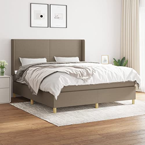 Teenpull Boxspringbett 160x200 cm, Taupe Stoff gepolstert, mit Taschenfederkernmatratze und höhenverstellbarem Kopfteil, Stabiler Bettrahmen für erholsamen Komfort, modernes Schlafzimmer Möbel Set von Teenpull