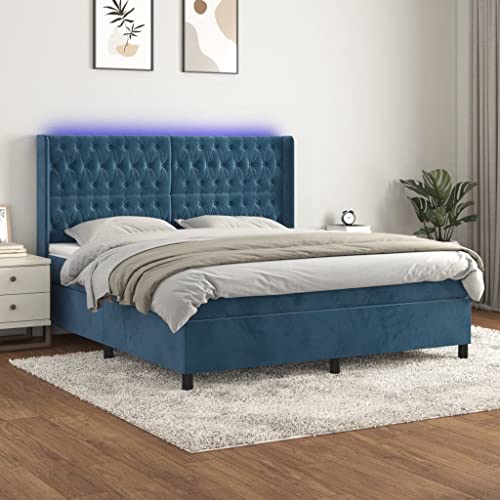 Teenpull Boxspringbett 160x200 cm Dunkelblau, Samtstoff, Höhenverstellbares Kopfteil, Taschenfederkernmatratze, LED-Beleuchtung, Komplette Schlafzimmer-Möbel-Set Teenpull Boxspringbett 160x200 cm Dunkelblau, Samtstoff, Höhenverstellbares Kopfteil, Taschenfederkernmatratze, LED-Beleuchtung, Komplette Schlafzimmer-Möbel-Set von Teenpull