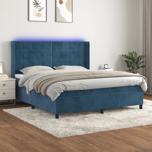 Teenpull Boxspringbett 160x200 cm Samt Dunkelblau mit Taschenfederkernmatratze, höhenverstellbarem Kopfteil, LED Beleuchtung, Polsterbettrahmen Möbel für erholsamen Schlafzimmer Komfort Teenpull Boxspringbett 160x200 cm Samt Dunkelblau mit Taschenfederkernmatratze, höhenverstellbarem Kopfteil, LED Beleuchtung, Polsterbettrahmen Möbel für erholsamen Schlafzimmer Komfort von Teenpull