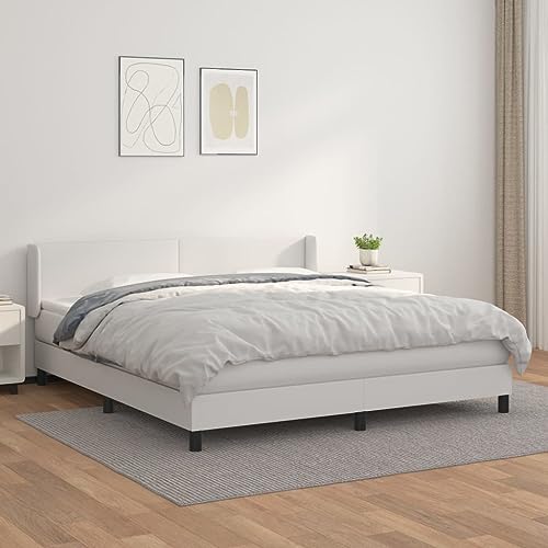 Teenpull Boxspringbett 160x200 cm Weiß, Kunstleder, mit Taschenfederkernmatratze, verstellbarem Kopfteil, für erholsamen Schlaf, modernes Schlafzimmer Möbel Set von Teenpull
