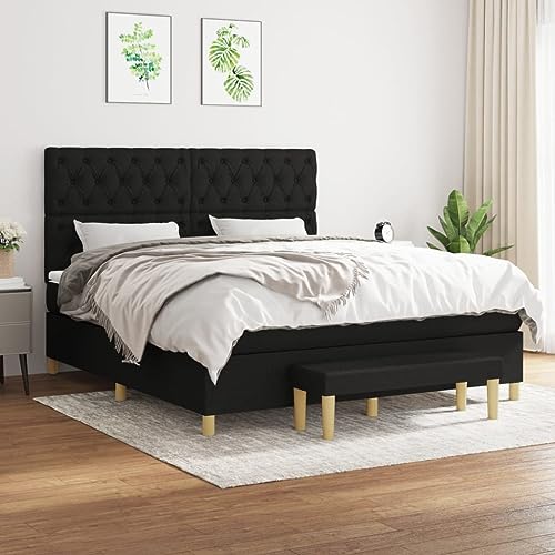 Teenpull Boxspringbett 160x200 cm mit Matratze, Kopfteil und Bank, Schwarz, hochwertiges 5-teiliges Schlafzimmer Möbel Set für erholsamen Schlaf und optimalen Komfort, strapazierfähiger Stoffbezug. Teenpull Boxspringbett 160x200 cm mit Matratze, Kopfteil und Bank, Schwarz, hochwertiges 5-teiliges Schlafzimmer Möbel Set für erholsamen Schlaf und optimalen Komfort, strapazierfähiger Stoffbezug. von Teenpull