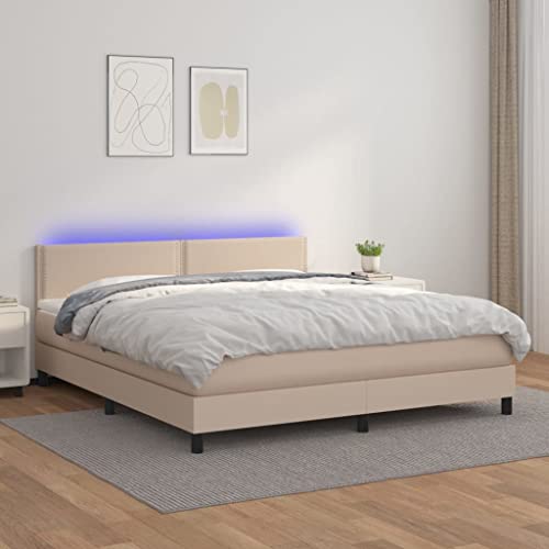 Teenpull Boxspringbett 180x200cm mit Matratze, LED-Beleuchtung & höhenverstellbarem Kopfteil – Polsterbett Rahmen für erholsamen Schlaf, Cappuccino-Braun Möbel Teenpull Boxspringbett 180x200cm mit Matratze, LED-Beleuchtung & höhenverstellbarem Kopfteil – Polsterbett Rahmen für erholsamen Schlaf, Cappuccino-Braun Möbel von Teenpull