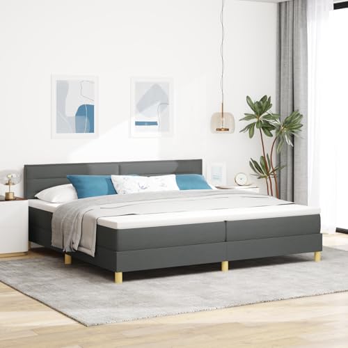 Teenpull Boxspringbett 200x200 cm, Dunkelgrau Stoff, Polsterbett mit Matratze, Kopfteil, Topper, Bettrahmen, Modernes Schlafzimmer Möbelset von Teenpull