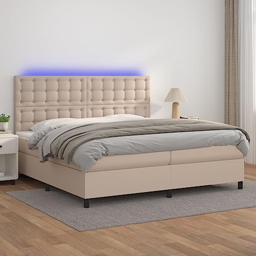 Teenpull Boxspringbett 200x200cm, Cappuccino-Braun, mit Taschenfederkernmatratze, höhenverstellbarem Kopfteil und bunter LED-Beleuchtung für erholsamen Schlaf und modernes Schlafzimmer Teenpull Boxspringbett 200x200cm, Cappuccino-Braun, mit Taschenfederkernmatratze, höhenverstellbarem Kopfteil und bunter LED-Beleuchtung für erholsamen Schlaf und modernes Schlafzimmer von Teenpull