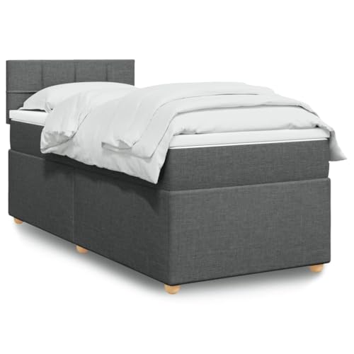 Teenpull Boxspringbett 80x200 cm, Dunkelgrau Stoff, mit Taschenfederkernmatratze, Komfort-Matratzenauflage und Lattenrost für optimale Schlafunterstützung von Teenpull