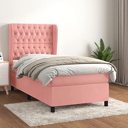 Teenpull Boxspringbett 80x200 cm Rosa Samt Gepolstert mit Matratze, Verstellbares Kopfteil, Mittelharte Taschenfederkernmatratze für Schlafzimmer Komfort, stabiles Möbelstück Teenpull Boxspringbett 80x200 cm Rosa Samt Gepolstert mit Matratze, Verstellbares Kopfteil, Mittelharte Taschenfederkernmatratze für Schlafzimmer Komfort, stabiles Möbelstück von Teenpull