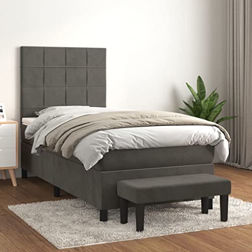 Teenpull Boxspringbett 90x190 cm Dunkelgrau aus weichem Samt mit Taschenfederkernmatratze, höhenverstellbarem Kopfteil und Bank, strapazierfähiges Schlafzimmer-Möbel-Set Teenpull Boxspringbett 90x190 cm Dunkelgrau aus weichem Samt mit Taschenfederkernmatratze, höhenverstellbarem Kopfteil und Bank, strapazierfähiges Schlafzimmer-Möbel-Set von Teenpull