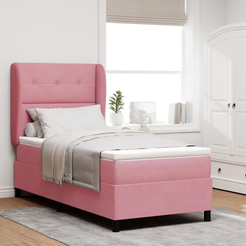 Teenpull Boxspringbett 90x200 cm, Rosa Samt, Taschenfederkernmatratze, Weich Gepolstert, Komfort Schlafzimmer Möbel Set Teenpull Boxspringbett 90x200 cm, Rosa Samt, Taschenfederkernmatratze, Weich Gepolstert, Komfort Schlafzimmer Möbel Set von Teenpull