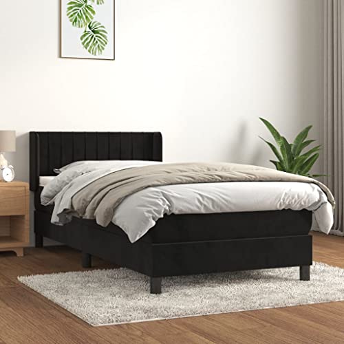Teenpull Boxspringbett 90x200 cm Schwarz, Samt upholstered Bed mit Mattress, höhenverstellbarem headboard und stabilem Frame für erholsamen Schlaf, stilvolles Furniture Set Teenpull Boxspringbett 90x200 cm Schwarz, Samt upholstered Bed mit Mattress, höhenverstellbarem headboard und stabilem Frame für erholsamen Schlaf, stilvolles Furniture Set von Teenpull