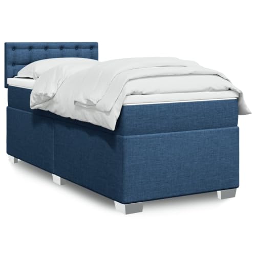Teenpull Boxspringbett 90x200 cm mit Taschenfederkern Matratze, Blau Polsterbett, integriertes LED-Kopfteil, Stabiler Bettrahmen für Schlafzimmer Möbel Set, erholsamer Schlaf. von Teenpull