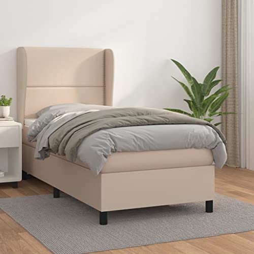 Teenpull Boxspringbett Cappuccino-Braun 90x200cm, Kunstleder Polsterung mit Taschenfederkernmatratze, verstellbares Kopfteil für Schlafzimmer Möbel, Komfortables Bettframe Platform Liege Teenpull Boxspringbett Cappuccino-Braun 90x200cm, Kunstleder Polsterung mit Taschenfederkernmatratze, verstellbares Kopfteil für Schlafzimmer Möbel, Komfortables Bettframe Platform Liege von Teenpull