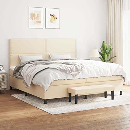 Teenpull Boxspringbett Creme 200x200 cm, Stoffbezug mit Taschenfederkernmatratze, Verstellbares Kopfteil, Robuster Bettrahmen, Komplett-Set für Schlafzimmer Teenpull Boxspringbett Creme 200x200 cm, Stoffbezug mit Taschenfederkernmatratze, Verstellbares Kopfteil, Robuster Bettrahmen, Komplett-Set für Schlafzimmer von Teenpull