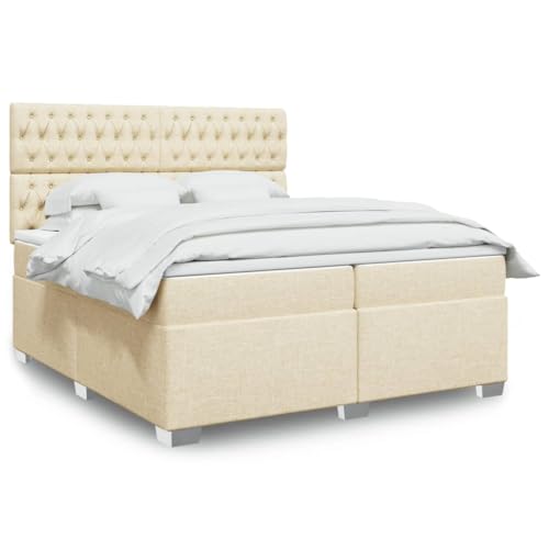 Teenpull Boxspringbett Creme 200x200 cm mit Matratze, Stoff Polsterbett, höhenverstellbares Kopfteil mit LED-Beleuchtung, Taschenfederkern, Stabiler Bettrahmen für erholsamen Schlaf Teenpull Boxspringbett Creme 200x200 cm mit Matratze, Stoff Polsterbett, höhenverstellbares Kopfteil mit LED-Beleuchtung, Taschenfederkern, Stabiler Bettrahmen für erholsamen Schlaf von Teenpull