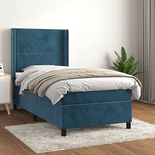Teenpull Boxspringbett Dunkelblau 90x200 cm Samt gepolstert, mit Taschenfederkern Matratze und höhenverstellbarem Kopfteil, modernes Schlafzimmer Möbel Komplettset für erholsamen Schlaf Teenpull Boxspringbett Dunkelblau 90x200 cm Samt gepolstert, mit Taschenfederkern Matratze und höhenverstellbarem Kopfteil, modernes Schlafzimmer Möbel Komplettset für erholsamen Schlaf von Teenpull