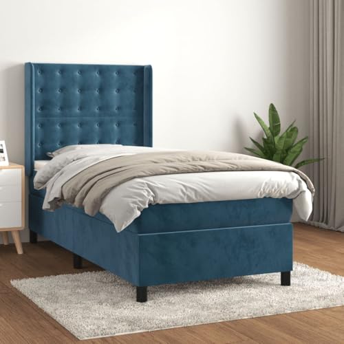 Teenpull Boxspringbett Dunkelblau 90x200 cm aus Samt, modernes Polsterbett mit Matratze, verstellbares Kopfteil, Taschenfederkernmatratze, mittelfeste Unterstützung Teenpull Boxspringbett Dunkelblau 90x200 cm aus Samt, modernes Polsterbett mit Matratze, verstellbares Kopfteil, Taschenfederkernmatratze, mittelfeste Unterstützung von Teenpull