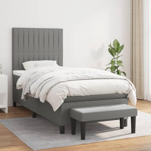 Teenpull Boxspringbett Dunkelgrau 90x190 cm, Stoff Bezug, Einzelbett mit Taschenfederkernmatratze und Kopfteil, gepolstertes Möbel Set inklusive Bank für erholsamen Schlaf Teenpull Boxspringbett Dunkelgrau 90x190 cm, Stoff Bezug, Einzelbett mit Taschenfederkernmatratze und Kopfteil, gepolstertes Möbel Set inklusive Bank für erholsamen Schlaf von Teenpull