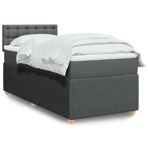 Teenpull Boxspringbett Dunkelgrau 90x190 cm, gepolstert, mit Taschenfederkernmatratze, Kopfteil & LED-Beleuchtung für erholsamen Schlaf, modernes Schlafzimmer Möbel Set von Teenpull