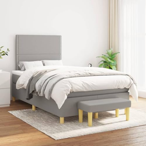 Teenpull Boxspringbett Hellgrau 120x200 cm mit Taschenfederkernmatratze, Stoffbezug, verstellbarem Kopfteil und Bank, Robustes Bettgestell für erholsamen Schlaf Teenpull Boxspringbett Hellgrau 120x200 cm mit Taschenfederkernmatratze, Stoffbezug, verstellbarem Kopfteil und Bank, Robustes Bettgestell für erholsamen Schlaf von Teenpull