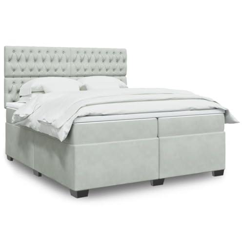 Teenpull Boxspringbett Hellgrau 200x200 cm, Samt Polsterbett mit Taschenfederkern-Matratze, höhenverstellbarem Kopfteil und LED-Beleuchtung für erholsamen Schlaf Teenpull Boxspringbett Hellgrau 200x200 cm, Samt Polsterbett mit Taschenfederkern-Matratze, höhenverstellbarem Kopfteil und LED-Beleuchtung für erholsamen Schlaf von Teenpull