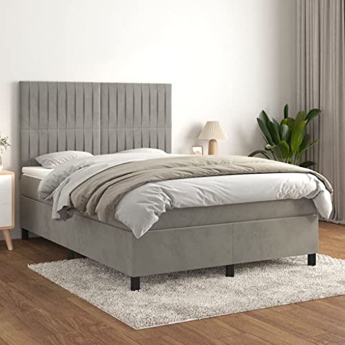 Teenpull Boxspringbett Hellgrau Samt gepolstert, 140x200 cm Bett mit Matratze und höhenverstellbarem Kopfteil, inklusive Topper, stabile Basis Schlafzimmer Möbel. Teenpull Boxspringbett Hellgrau Samt gepolstert, 140x200 cm Bett mit Matratze und höhenverstellbarem Kopfteil, inklusive Topper, stabile Basis Schlafzimmer Möbel. von Teenpull