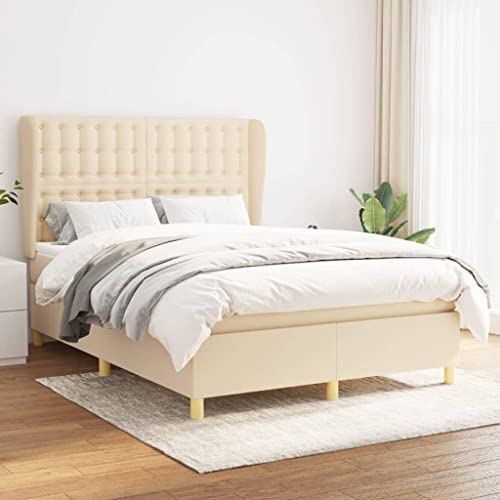 Teenpull Boxspringbett Komplettset mit Matratze und Kopfteil, Creme 140x200 cm, gepolstertes Stoffbett mit Massivholzrahmen für erholsamen Schlafzimmer Komfort Teenpull Boxspringbett Komplettset mit Matratze und Kopfteil, Creme 140x200 cm, gepolstertes Stoffbett mit Massivholzrahmen für erholsamen Schlafzimmer Komfort von Teenpull