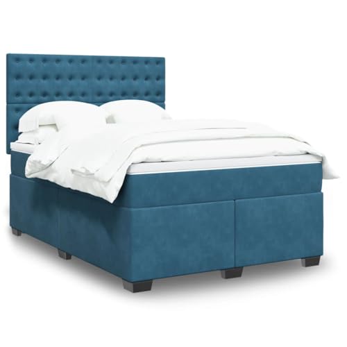 Teenpull Boxspringbett Samt Blau 140x200 cm, gepolstertes Bett mit Matratze, Kopfteil, LED-Beleuchtung & stabilem Bettrahmen. Modernes Schlafzimmer Möbel Set. Teenpull Boxspringbett Samt Blau 140x200 cm, gepolstertes Bett mit Matratze, Kopfteil, LED-Beleuchtung & stabilem Bettrahmen. Modernes Schlafzimmer Möbel Set. von Teenpull